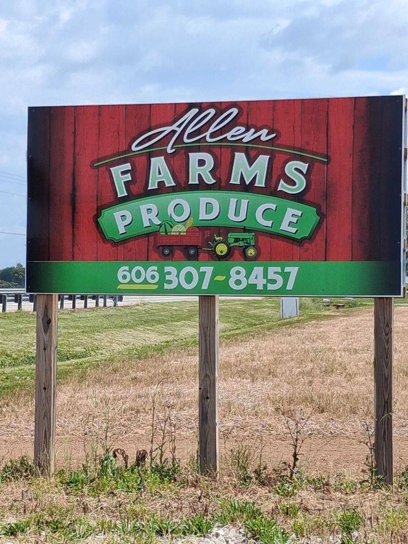 Allen Farms Produce Produce in Monticello Kentucky near Lake Cumberland — menu and location for lake visitors